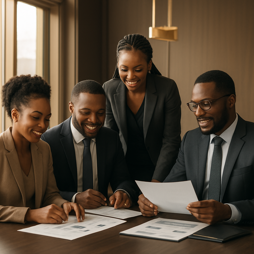 Apex Prime advisory team reviewing financial reports in a boardroom